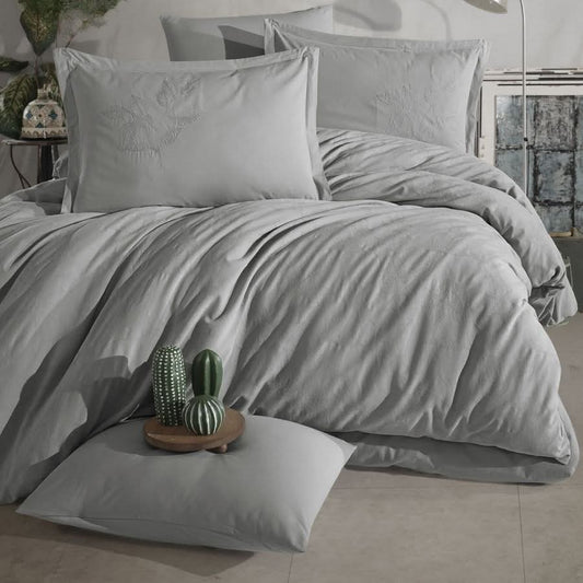 ჟაკარის ორ საწოლიანი თეთრეულის ნაკრები ნაცრისფერი