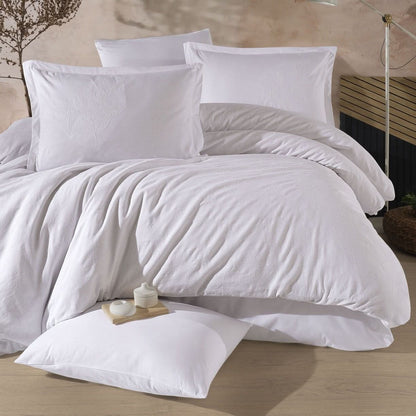 ჟაკარის ორ საწოლიანი თეთრეულის ნაკრები თეთრი