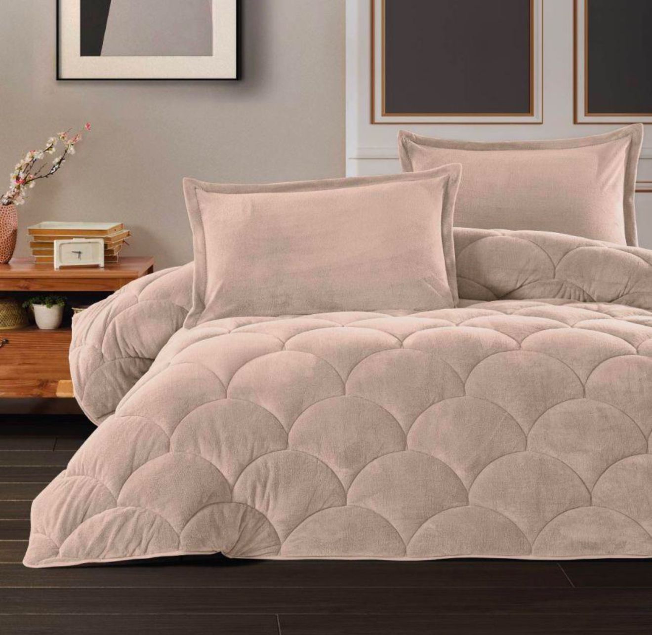 ფულეს საბანი ორ საწოლიანი კრემისფერი 195×215