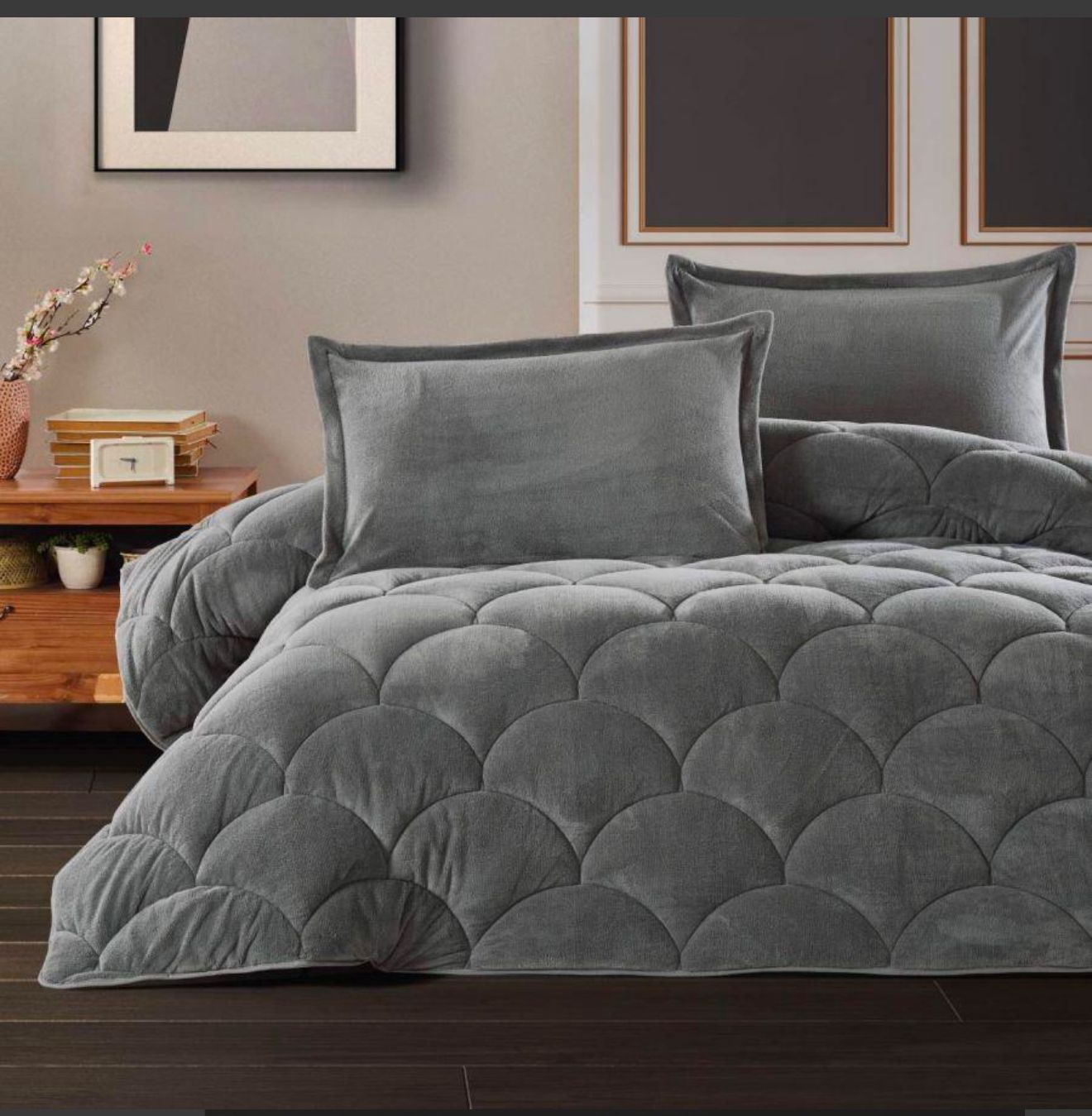 ფულეს საბანი ორ საწოლიანი ნაცრისფერი 195×215