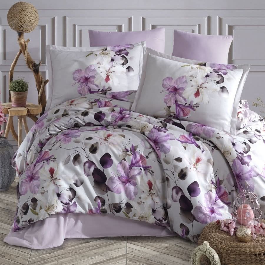 Nora სატინის ორ საწოლიანი თეთრეულის ნაკრები დიჯიტალ პრინტით