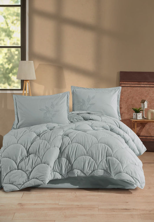 სილიკონის საბანი ორ საწოლიანი ბამბის ზედაპირით ღია მწვანე 195×215