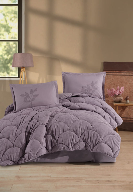 სილიკონის საბანი ორ საწოლიანი ბამბის ზედაპირით იისფერი 195×215