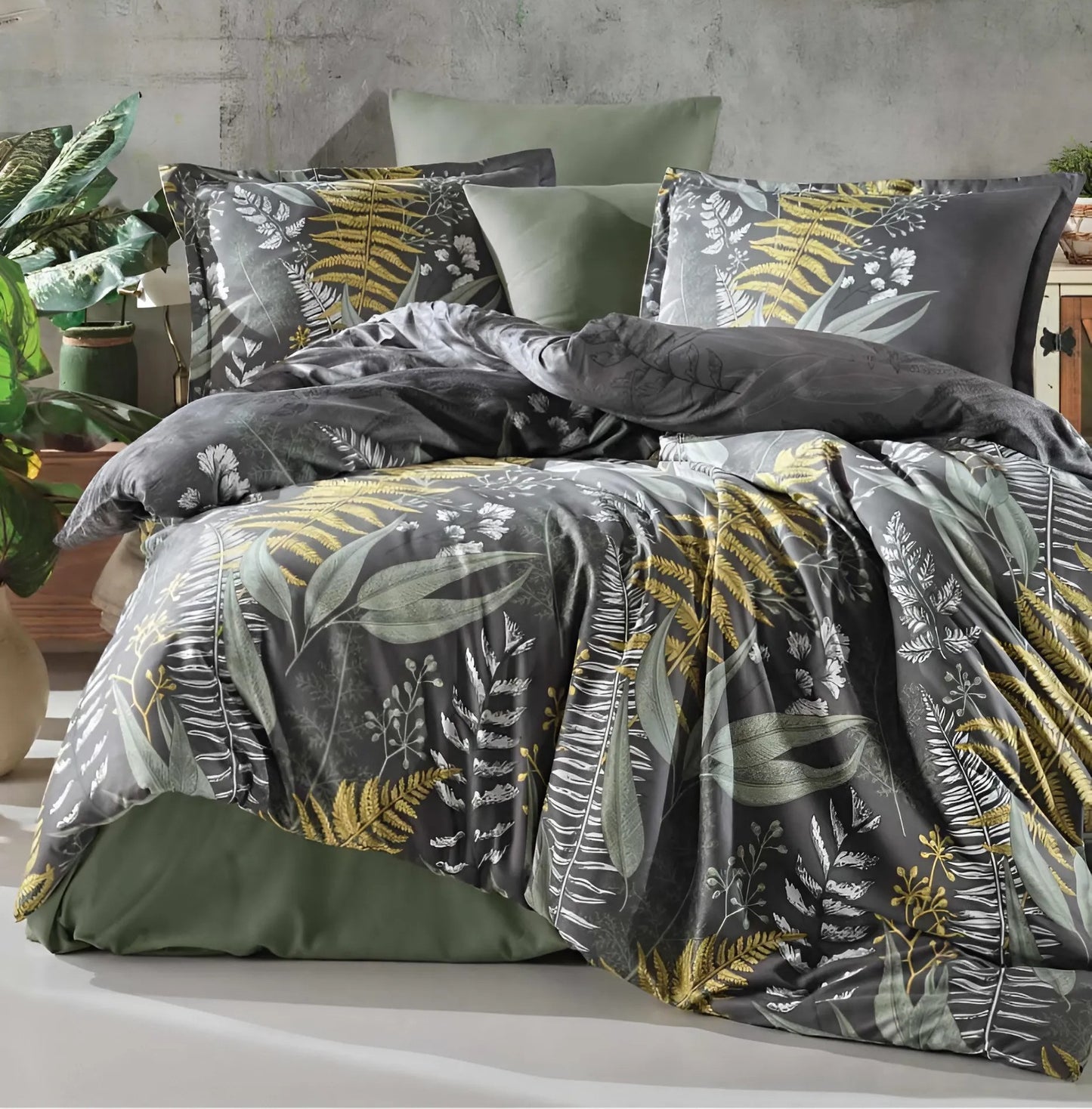 სატინის ზოლიანი ორანი თეთრეულის ნაკრები