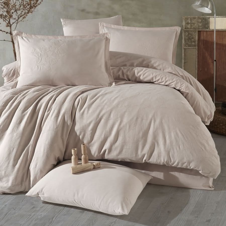 ჟაკარის ორ საწოლიანი თეთრეულის ნაკრები ბეჟი