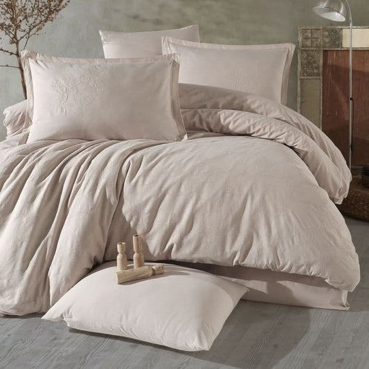 ჟაკარის ორ საწოლიანი თეთრეულის ნაკრები ბეჟი